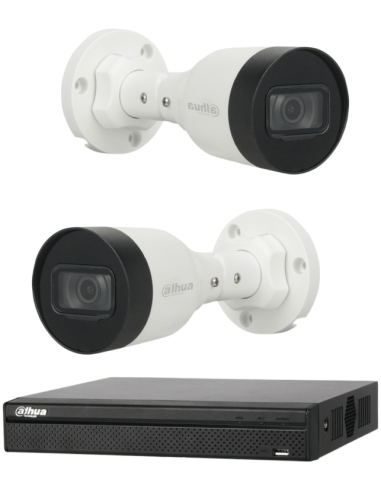 KIT DAHUA, DAH-IPP2IEXT2B30B, NVR + 2xCAMERA, 2MP, IR 30m