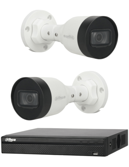 KIT DAHUA, DAH-IPP2IEXT2B30B, NVR + 2xCAMERA, 2MP, IR 30m