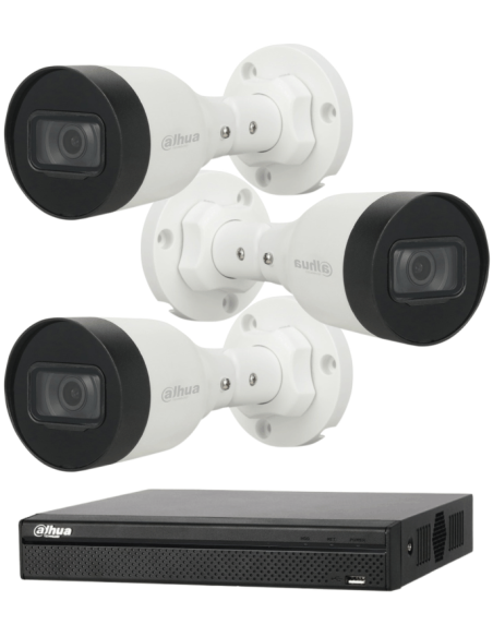 KIT DAHUA, DAH-IPP3IEXT2B30B, NVR + 3xCAMERA, 2MP, IR 30m