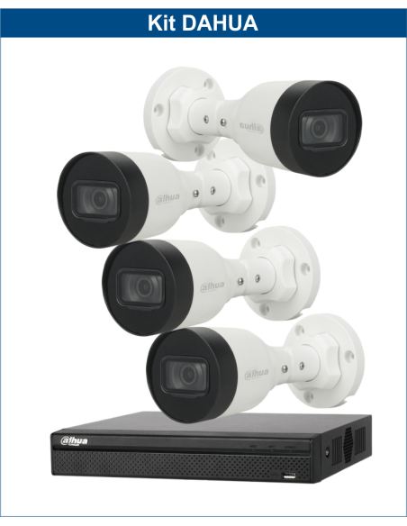 KIT DAHUA, DAH-IPP4IEXT2B30B, NVR + 4xCAMERA, 2MP, IR 30m