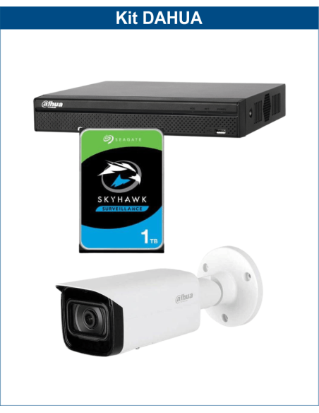 KIT DAHUA, DAH-IPP1IEXT2B40P, NVR + HDD + 1xCAMERA, 2MP, IR 40m