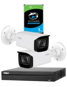 KIT DAHUA, DAH-IPP2IEXT2B40P, NVR + HDD + 2xCAMERA, 2MP, IR 40m 2