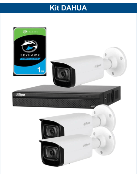 KIT DAHUA, DAH-IPP3IEXT2B40P, NVR + HDD + 3xCAMERA, 2MP, IR 40m