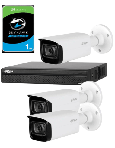 KIT DAHUA, DAH-IPP3IEXT2B40P, NVR + HDD + 3xCAMERA, 2MP, IR 40m