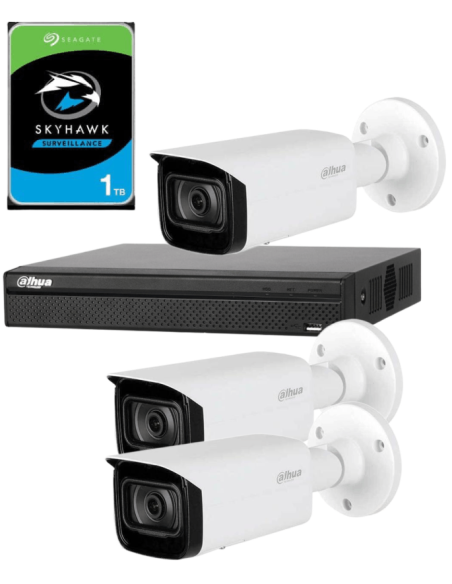 KIT DAHUA, DAH-IPP3IEXT2B40P, NVR + HDD + 3xCAMERA, 2MP, IR 40m