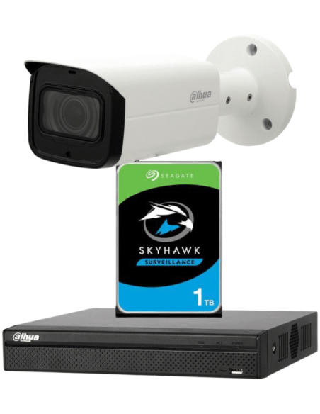 KIT DAHUA, DAH-IPP1IEXT2B60P, NVR + HDD + 1xCAMERA, 2MP, IR 60m