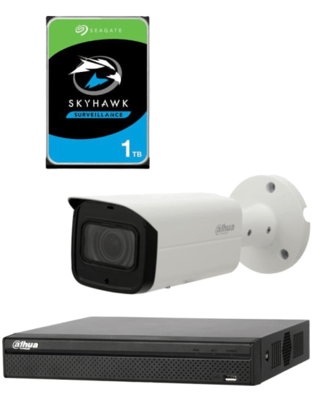 KIT DAHUA, DAH-IPP1IEXT2B50P, NVR + HDD + 1xCAMERA, 2MP, IR 50m