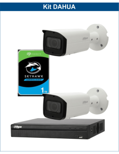KIT DAHUA, DAH-IPP2IEXT2B50P, NVR + HDD + 2xCAMERA, 2MP, IR 50m