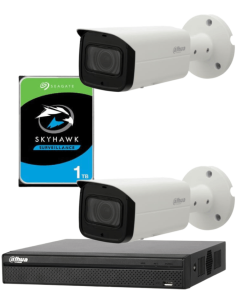 KIT DAHUA, DAH-IPP2IEXT2B50P, NVR + HDD + 2xCAMERA, 2MP, IR 50m 2