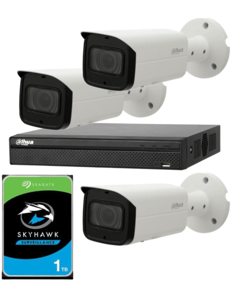 KIT DAHUA, DAH-IPP3IEXT2B50P, NVR + HDD + 3xCAMERA, 2MP, IR 50m