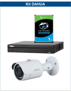 KIT DAHUA, DAH-IPP1IEXT2B30P, NVR + HDD + 1xCAMERA, 2MP, IR 30m
