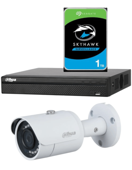 KIT DAHUA, DAH-IPP1IEXT2B30P, NVR + HDD + 1xCAMERA, 2MP, IR 30m