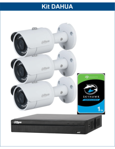 KIT DAHUA, DAH-IPP3IEXT2B30P, NVR + HDD + 3xCAMERA, 2MP, IR 30m
