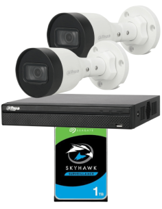 KIT DAHUA, DAH-IPP2IEXT2B30P, NVR + HDD + 2xCAMERA, 2MP, IR 30m 2