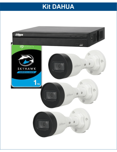 KIT DAHUA, DAH-IPP3IEXT2B30P, NVR + HDD + 3xCAMERA, 2MP, IR 30m