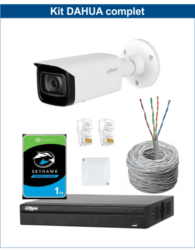 KIT DAHUA, DAH-IPP1IEXT2B40C, NVR + HDD + 1xCAMERA, 2MP, IR 40m