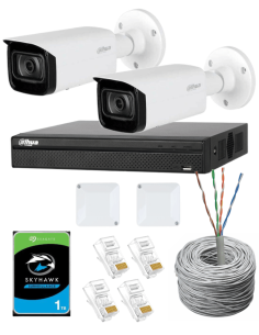 KIT DAHUA, DAH-IPP2IEXT2B40C, NVR + HDD + 2xCAMERA, 2MP, IR 40m 2
