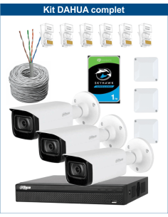 KIT DAHUA, DAH-IPP3IEXT2B40C, NVR + HDD + 3xCAMERA, 2MP, IR 40m