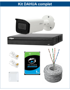 KIT DAHUA, DAH-IPP1IEXT2B60C, NVR + HDD + 1xCAMERA, 2MP, IR 60m