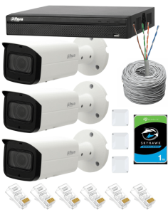 KIT DAHUA, DAH-IPP3IEXT2B60C, NVR + HDD + 3xCAMERA, 2MP, IR 60m 2