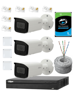 KIT DAHUA, DAH-IPP3IEXT2B50C, NVR + HDD + 3xCAMERA, 2MP, IR 50m 2