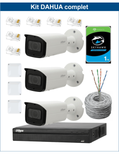 KIT DAHUA, DAH-IPP3IEXT2B50C, NVR + HDD + 3xCAMERA, 2MP, IR 50m