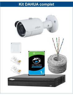 KIT DAHUA, DAH-IPP1IEXT2B30C, NVR + HDD + 1xCAMERA, 2MP, IR 30m