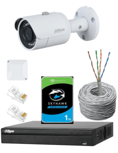 KIT DAHUA, DAH-IPP1IEXT2B30C, NVR + HDD + 1xCAMERA, 2MP, IR 30m 2