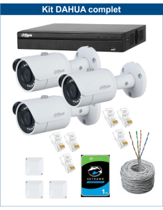 KIT DAHUA, DAH-IPP3IEXT2B30C, NVR + HDD + 3xCAMERA, 2MP, IR 30m