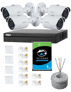 KIT DAHUA, DAH-IPP4IEXT2B30C, NVR + HDD + 4xCAMERA, 2MP, IR 30m 2