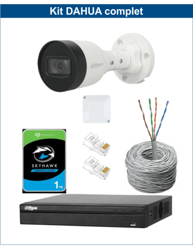 KIT DAHUA, DAH-IPP1IEXT2B30C, NVR + HDD + 1xCAMERA, 2MP, IR 30m