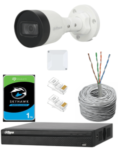 KIT DAHUA, DAH-IPP1IEXT2B30C, NVR + HDD + 1xCAMERA, 2MP, IR 30m 2