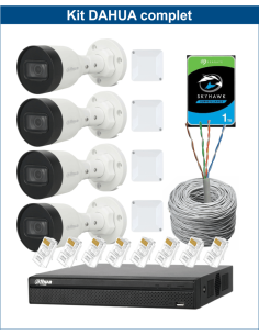 KIT DAHUA, DAH-IPP4IEXT2B30C, NVR + HDD + 4xCAMERA, 2MP, IR 30m