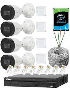 KIT DAHUA, DAH-IPP4IEXT2B30C, NVR + HDD + 4xCAMERA, 2MP, IR 30m 2