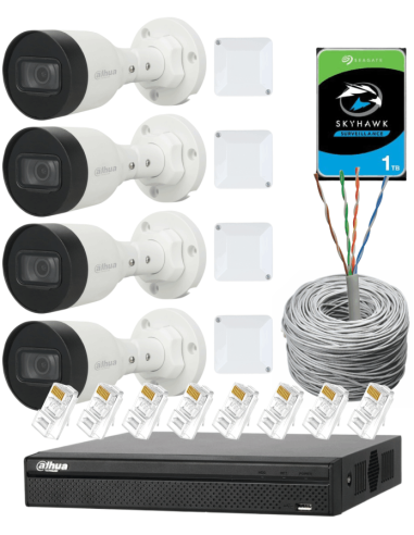 KIT DAHUA, DAH-IPP4IEXT2B30C, NVR + HDD + 4xCAMERA, 2MP, IR 30m