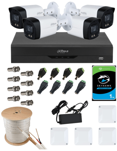 KIT DAHUA, DAH-A4IEXT5B40C, DVR + HDD + 4xCAMERA, 5MP, IR 40m