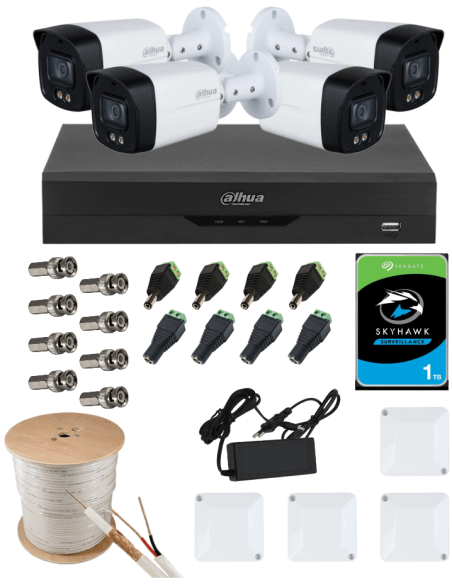 KIT DAHUA, DAH-A4IEXT5B40C, DVR + HDD + 4xCAMERA, 5MP, IR 40m