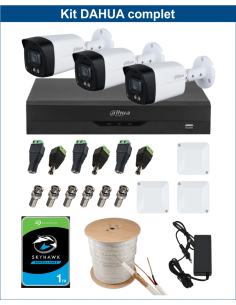 KIT DAHUA, DAH-A3IEXT5B40C, DVR + HDD + 3xCAMERA, 5MP, IR 40m