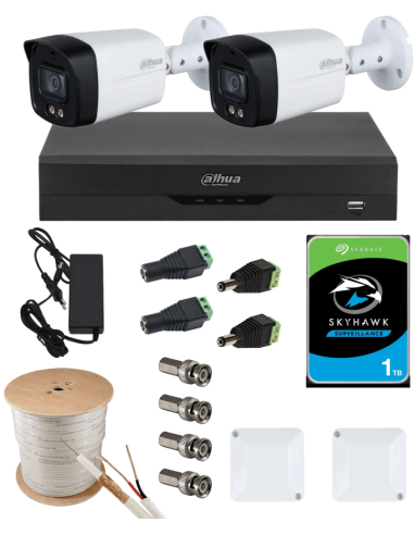 KIT DAHUA, DAH-A2IEXT5B40C, DVR + HDD + 2xCAMERA, 5MP, IR 40m