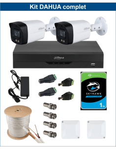 KIT DAHUA, DAH-A2IEXT5B40C, DVR + HDD + 2xCAMERA, 5MP, IR 40m