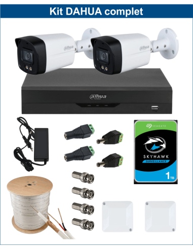 KIT DAHUA, DAH-A2IEXT5B40C, DVR + HDD + 2xCAMERA, 5MP, IR 40m