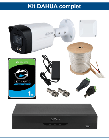 KIT DAHUA, DAH-A1IEXT5B40C, DVR + HDD + 1xCAMERA, 5MP, IR 40m