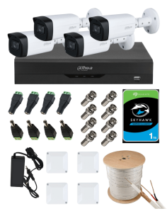 KIT DAHUA, DAH-A4IEXT5B80C, DVR + HDD + 4xCAMERA, 5MP, IR 80m 2