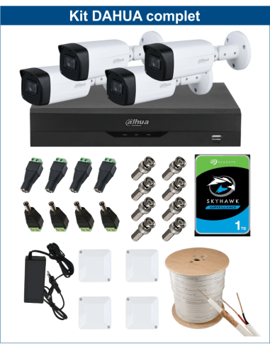 KIT DAHUA, DAH-A4IEXT5B80C, DVR + HDD + 4xCAMERA, 5MP, IR 80m