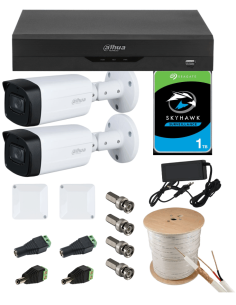 KIT DAHUA, DAH-A2IEXT5B80C, DVR + HDD + 2xCAMERA, 5MP, IR 80m 2