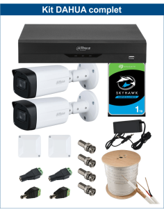 KIT DAHUA, DAH-A2IEXT5B80C, DVR + HDD + 2xCAMERA, 5MP, IR 80m
