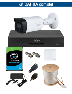 KIT DAHUA, DAH-A1IEXT5B80C, DVR + HDD + 1xCAMERA, 5MP, IR 80m