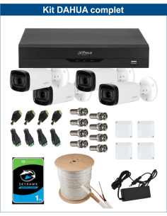 KIT DAHUA, DAH-A4IEXT5B60C, DVR + HDD + 4xCAMERA, 5MP, IR 60m