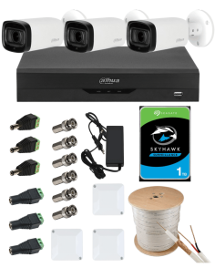 KIT DAHUA, DAH-A3IEXT5B60C, DVR + HDD + 3xCAMERA, 5MP, IR 60m 2
