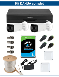 KIT DAHUA, DAH-A2IEXT5B60C, DVR + HDD + 2xCAMERA, 5MP, IR 60m